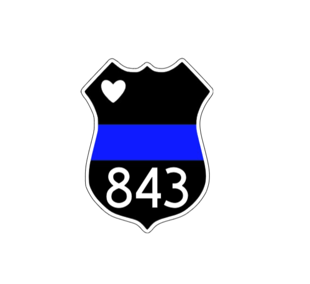 Police Badge number, badge with heart vinyl sticker